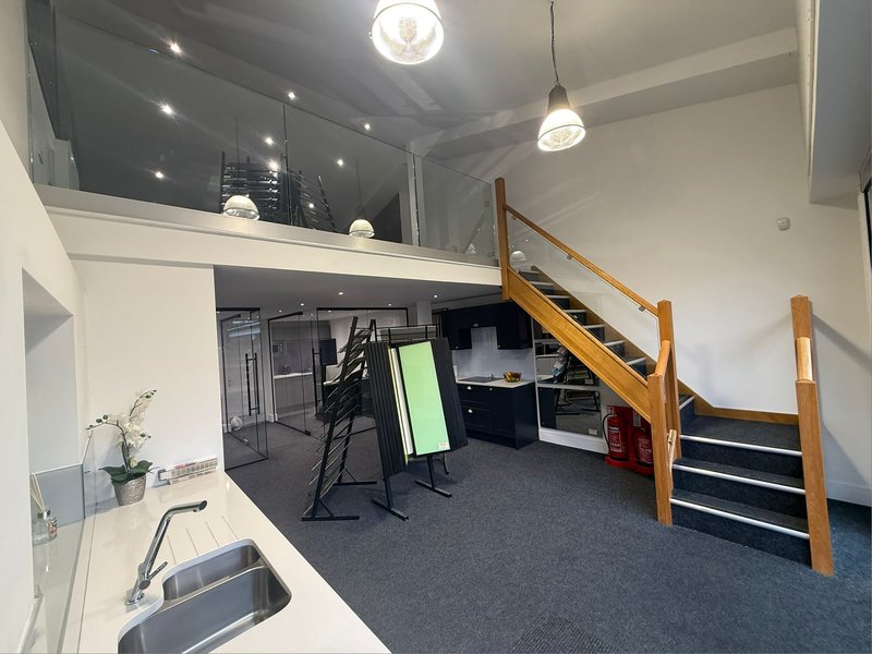 Showroom with glass staircase
